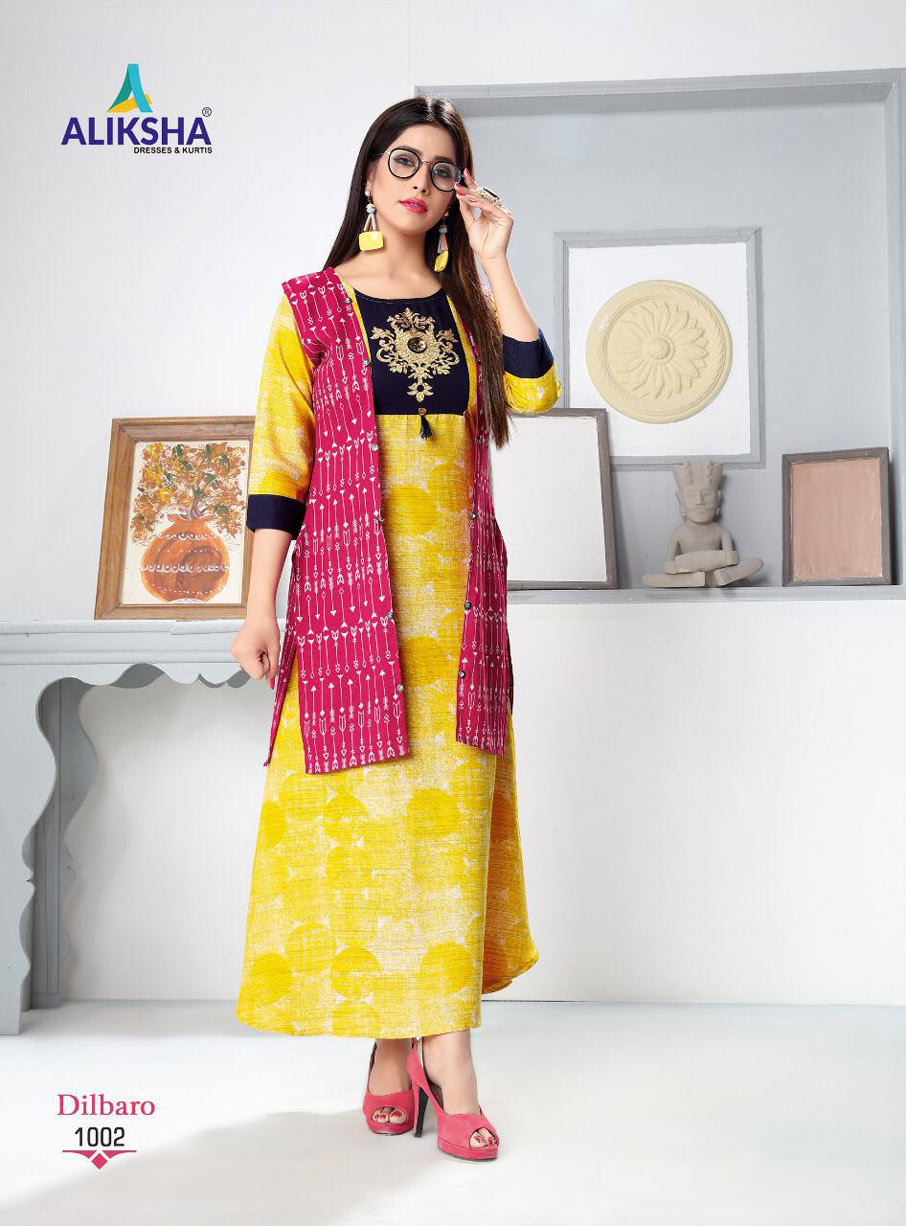 Spring Dilbaro Vol-1 Aliksha Rayon Peek Anarkali Pattern Kurtis