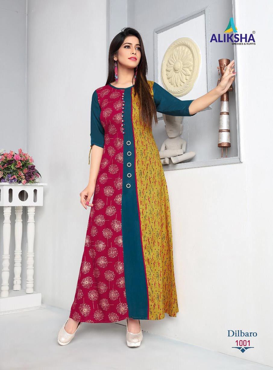 Spring Dilbaro Vol-1 Aliksha Rayon Peek Anarkali Pattern Kurtis
