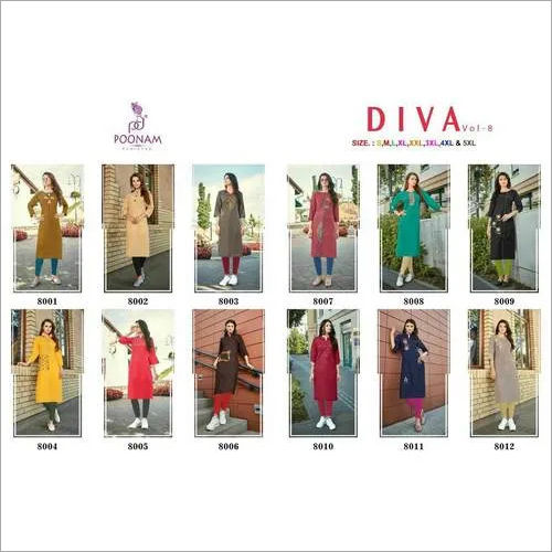 Spring Diva Vol-8 Poonam Designer Embroidery Cotton Kurti