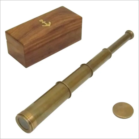 Antique Brass Pullout Telescope Wood Box