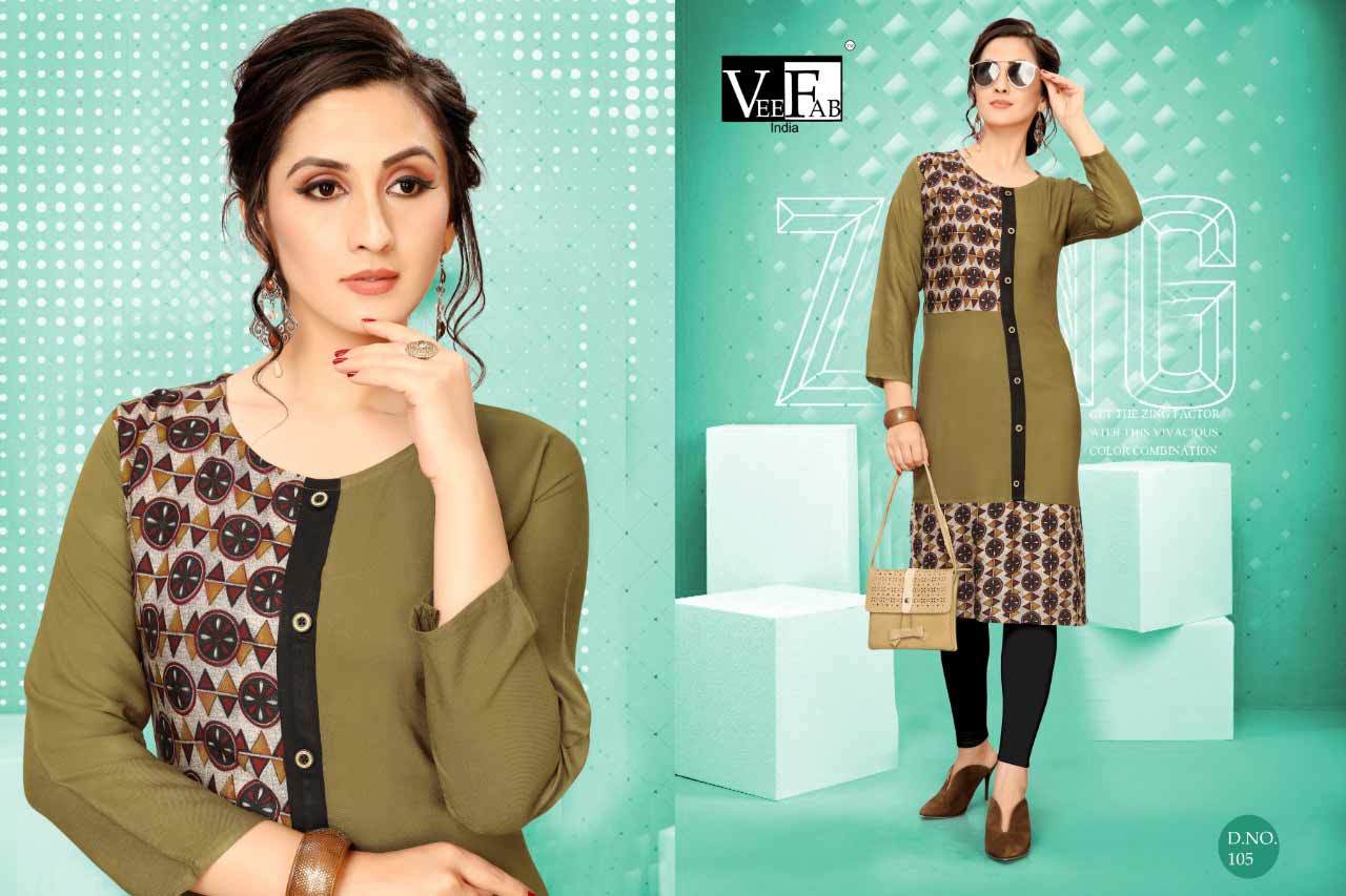 Dream Girl Vol-2 Veefab India Rayon Dyed & Printed Kurti - Sizes M, L, Xl, Xxl | Seasonal For Ladies: Rainy, Spring, Summer, Winter