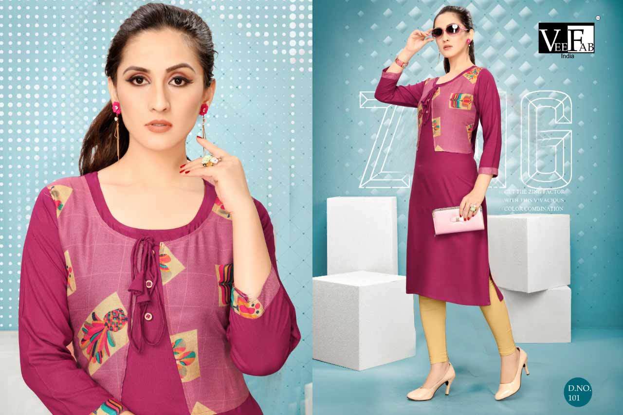 Dream Girl Vol-2 Veefab India Rayon Dyed & Printed Kurti - Sizes M, L, Xl, Xxl | Seasonal For Ladies: Rainy, Spring, Summer, Winter