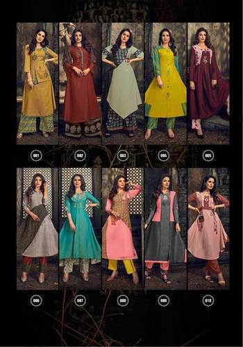 Summer Elegance Kiana Two Tone Embroidery Interlock Kurtis