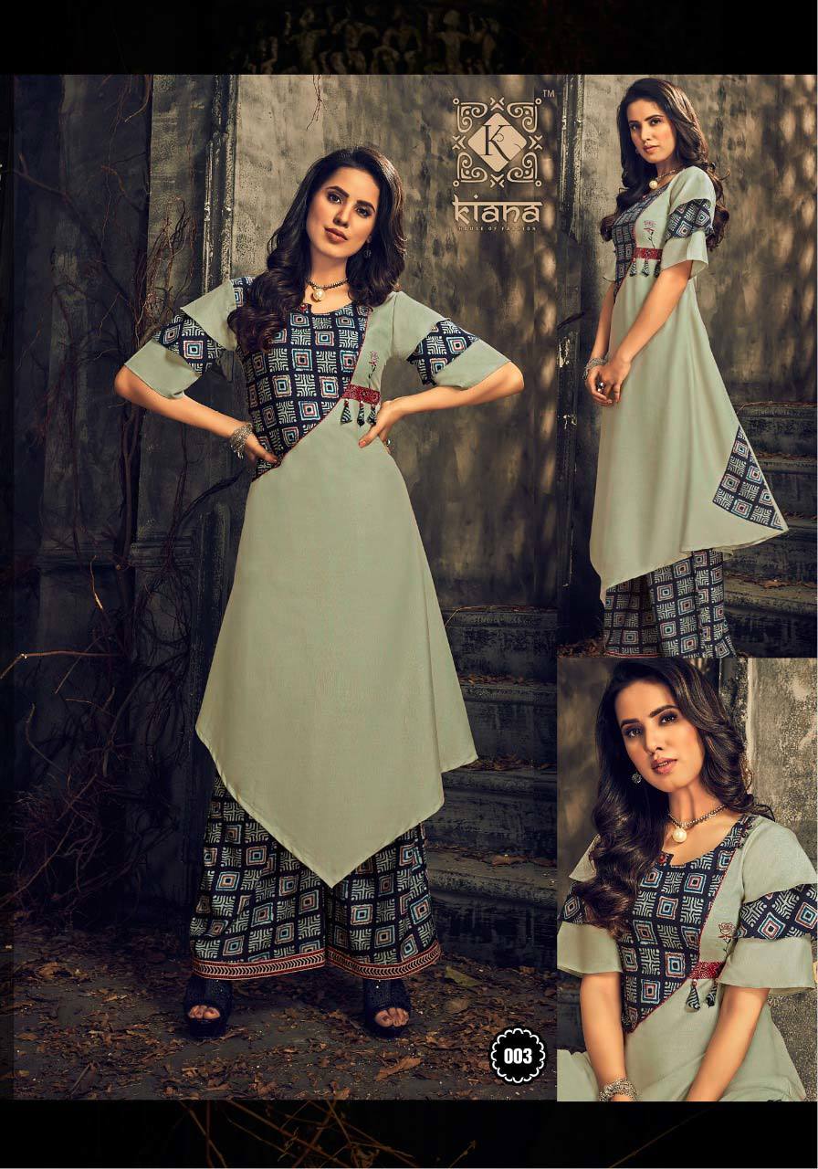 Summer Elegance Kiana Two Tone Embroidery Interlock Kurtis