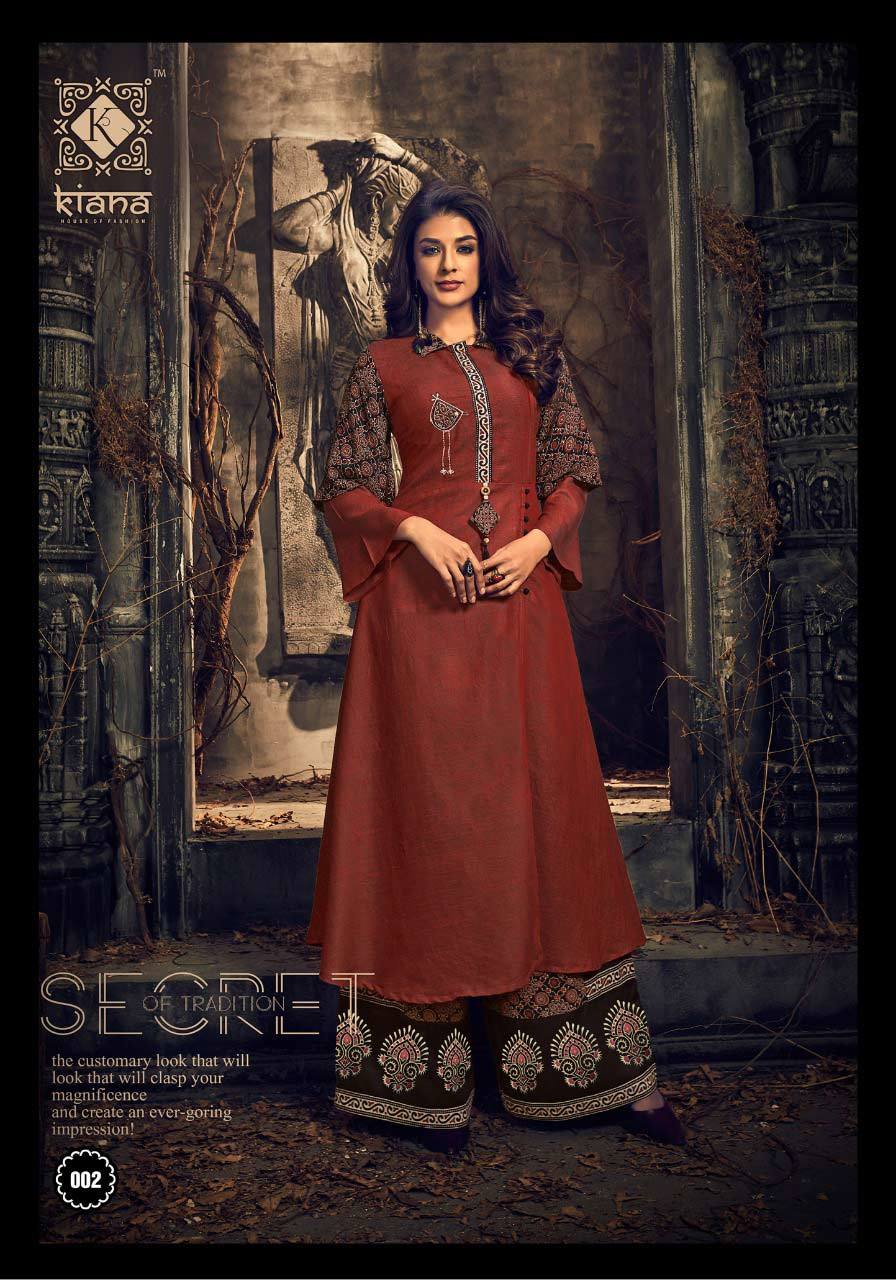 Summer Elegance Kiana Two Tone Embroidery Interlock Kurtis