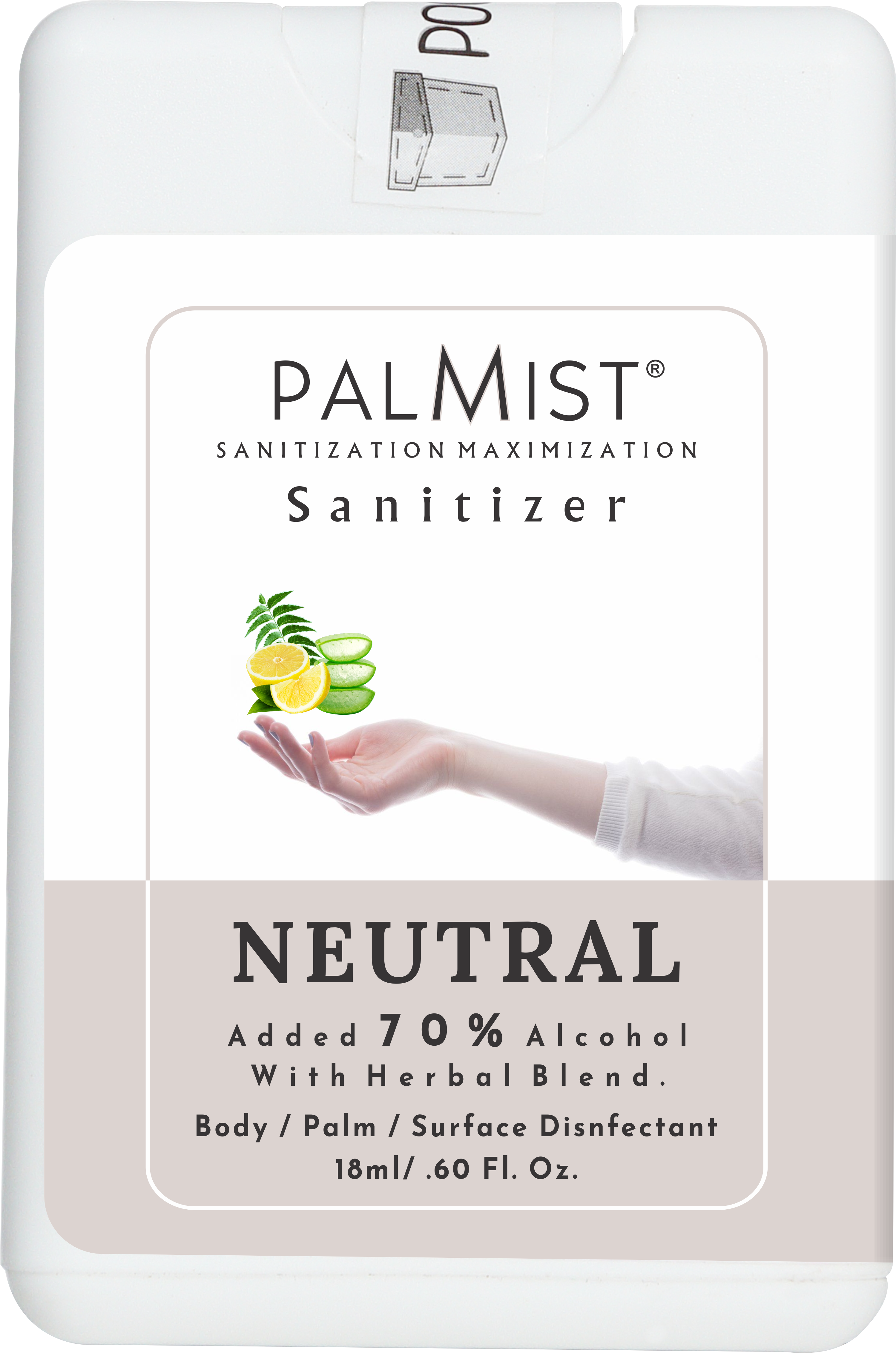 Palmist Multipurpose Sanitizer Spray 18ml - 18 Milliliter, Dry Place Storage | External Use For Adults, Children, Men, And Women, Kills Germs