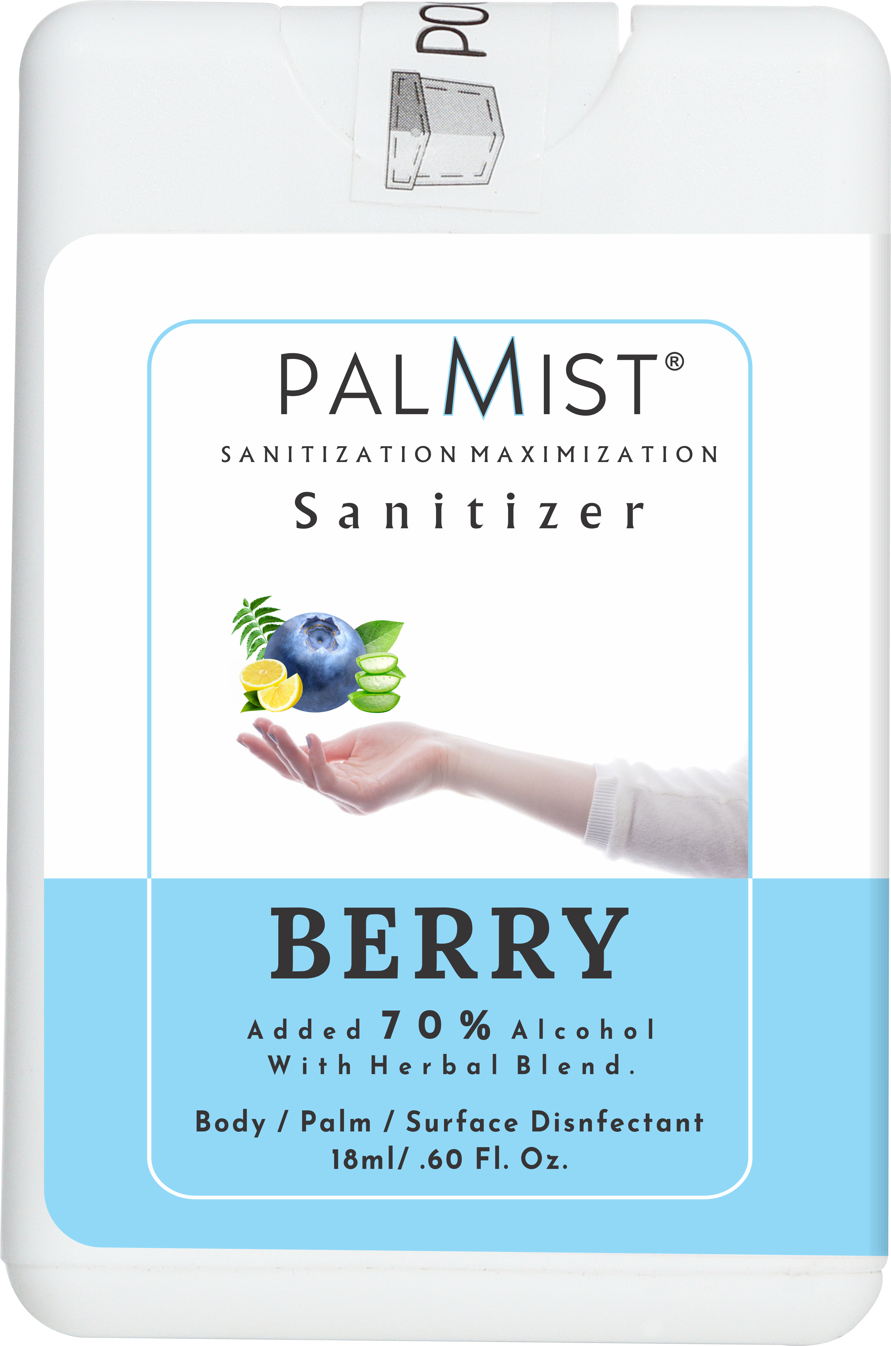 Palmist Multipurpose Sanitizer Spray 18ml - 18 Milliliter, Dry Place Storage | External Use For Adults, Children, Men, And Women, Kills Germs