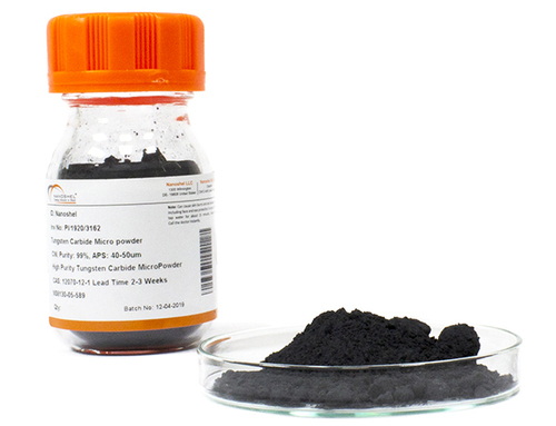Tungsten Carbide Powder - >99.9% Purity, <50um APS, Gray Color | Nanoshel Grade, 6 Months Warranty, 15.6 g/cm3 Density