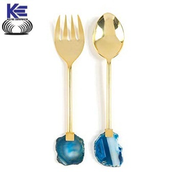 Agate and Brass Serving Set