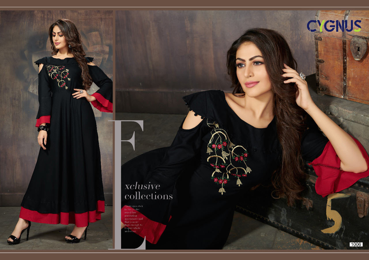 Spring Ellora Cygnus Design Long Embroidered Kurta Set