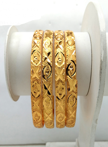 Gold Plated Shagun Bangle - Brass, Size 2.4, 2.6, 2.8, Golden Color | Traditional Ethnic Style for Women's Party and Wedding Occasions