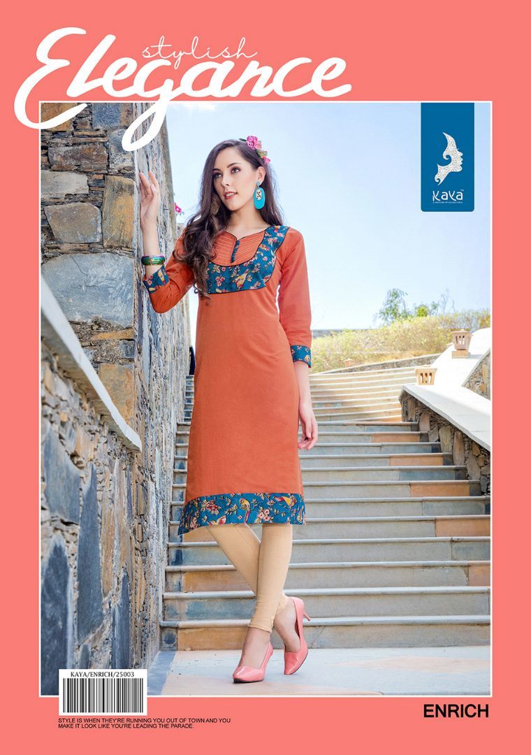 Enrich Cotton Kurtis Catalog Design By Kaya - Cotton Fabric, Sizes M(38), 3xl(48) | For Ladies, Suitable For All Seasons