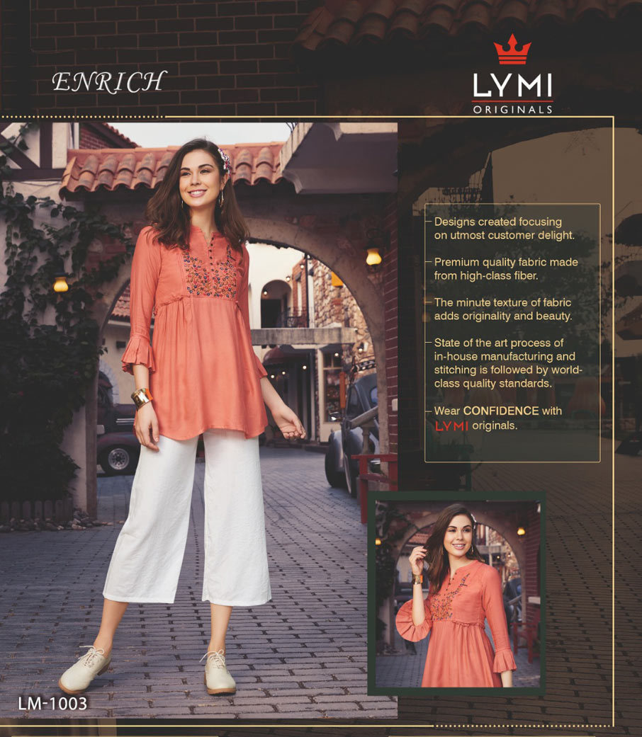 Enrich Lymi Viscose Handwork Embroidery Tops Catalog - Viscose Moss Fabric, Size S-3xl | Suitable For Spring, Summer, Rainy, And Winter Seasons