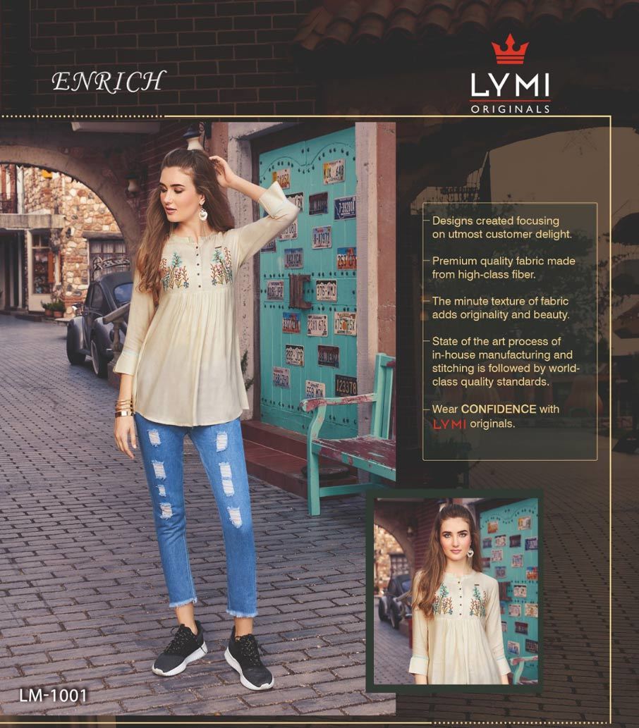 Enrich Lymi Viscose Handwork Embroidery Tops Catalog - Viscose Moss Fabric, Size S-3xl | Suitable For Spring, Summer, Rainy, And Winter Seasons
