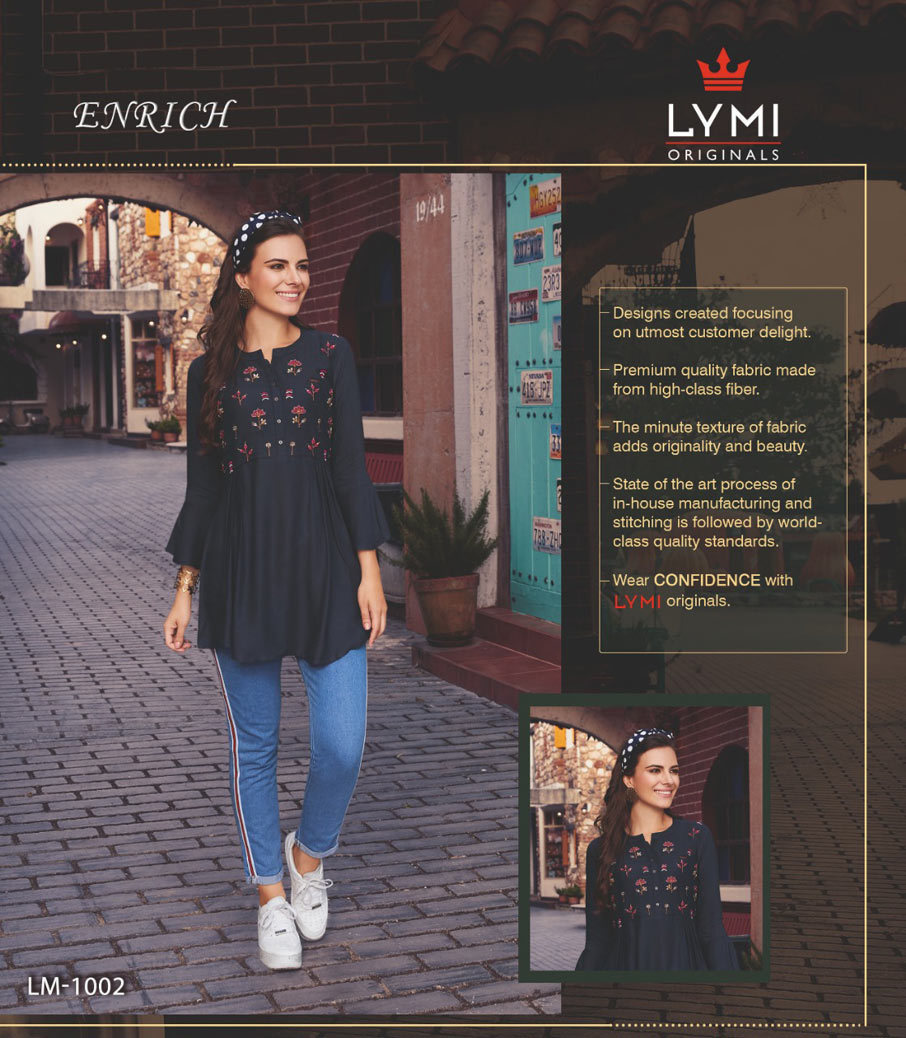 Enrich Lymi Viscose Handwork Embroidery Tops Catalog - Viscose Moss Fabric, Size S-3xl | Suitable For Spring, Summer, Rainy, And Winter Seasons