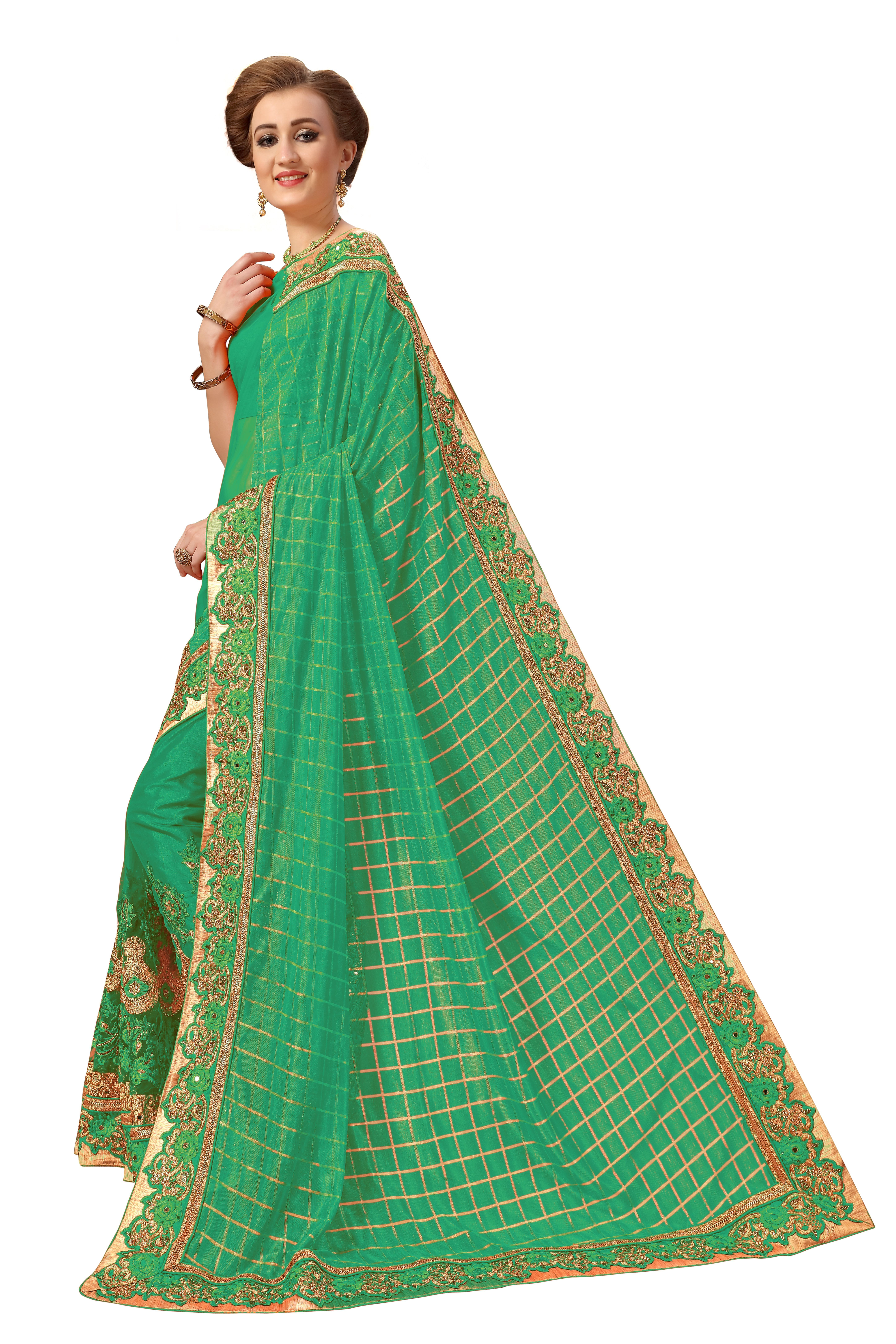 Embroidered Saree - Lycra And Net Fabric, 5.5 Mtr Length In Beige With Stone Work And Embellished Lace For Festive And Wedding Occasions