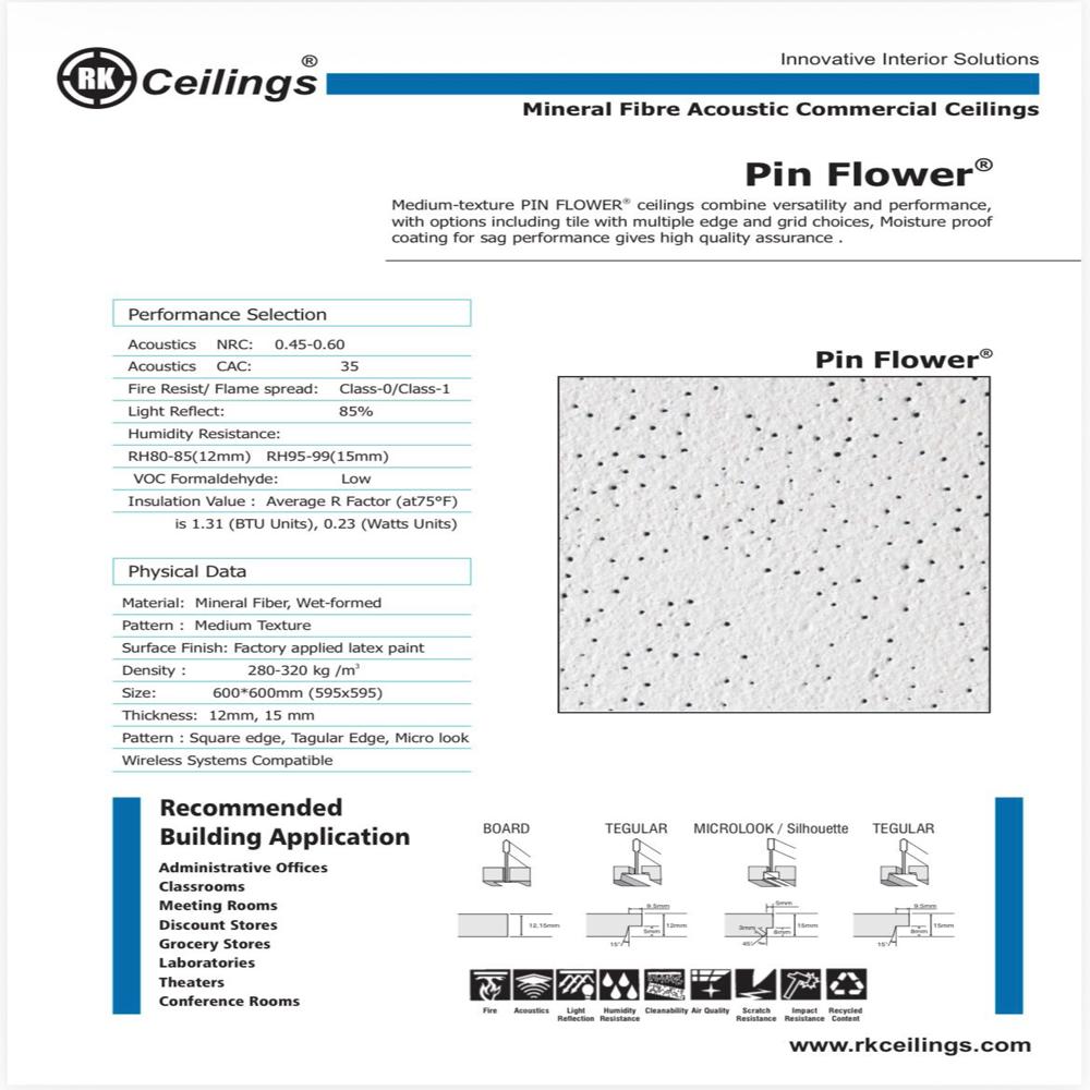 Mineral Fibre Acoustic Ceiling Tiles - Fabric Wrapped, 550mm x 550mm | White, Fire Resistant, Excellent Sound Absorption