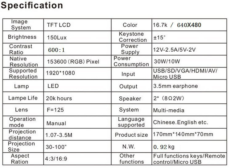 Uc30 Hd Mini Led Projector Support Hdmi With Remote Controller Application: Multimedia Function