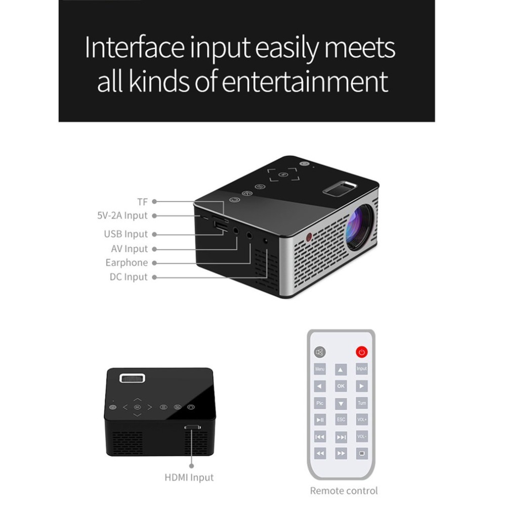 T200 Pocket Mini Led Lcd Projector Touch Sensitive Buttons Home Theater Cinema Hdmi Av Usb Projector Smart Tv