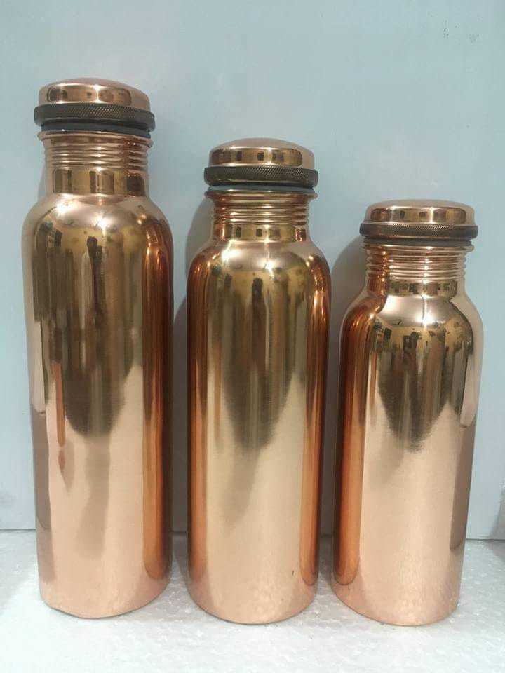 Copper Bottles - 9" Length, 3" Width, Round Shape, 22 Gauge Thickness | Alloy Material, Carved Surface Treatment, Ideal For Gifting