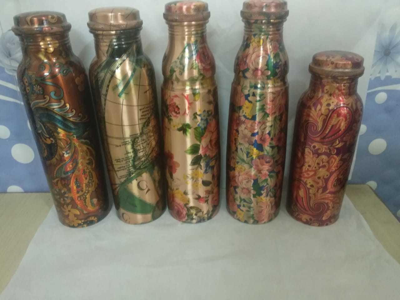 Copper Bottles - 9" Length, 3" Width, Round Shape, 22 Gauge Thickness | Alloy Material, Carved Surface Treatment, Ideal For Gifting
