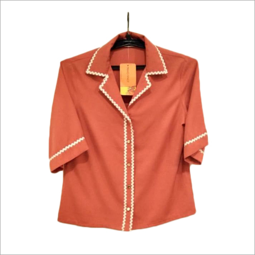 Casual Short Top - Cotton Blend, Sizes S, M, L, XL, Pink | Stylish Plain Design for Versatile Wear with Denim or Trousers