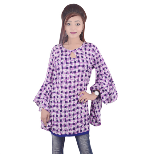 Party Wear Top - Cotton Blend, S, M, L, XL | Checked Pattern, Purple Color, Elegant Look, Smooth Texture, High Tearing Strength