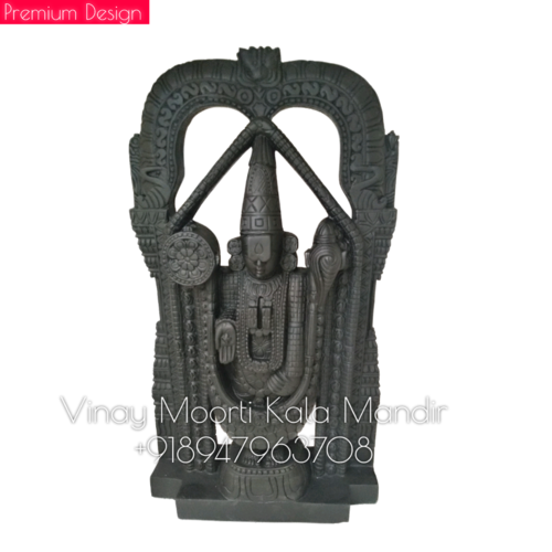 Tirupati Balaji Black Marble Statue - Premium Quality Carved Black Marble, Intricate Golden Embellishments, Durable and Easy to Clean
