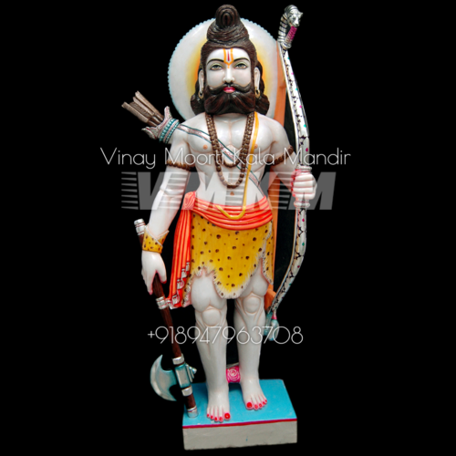 White Marble Prashuram Statue - Durable Marble Craftsmanship, Attractive Design, Gleaming Finish, Eco-friendly, Easy To Clean, Temple Theme