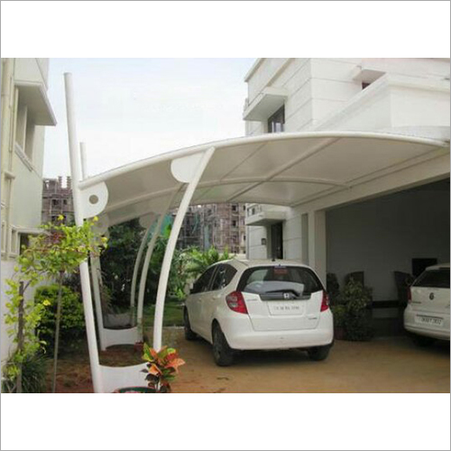 Car Parking Tensile Structure - PVC Coated Fabric, Customizable Dimensions , White Color , Professional Installation , 5-Year Warranty