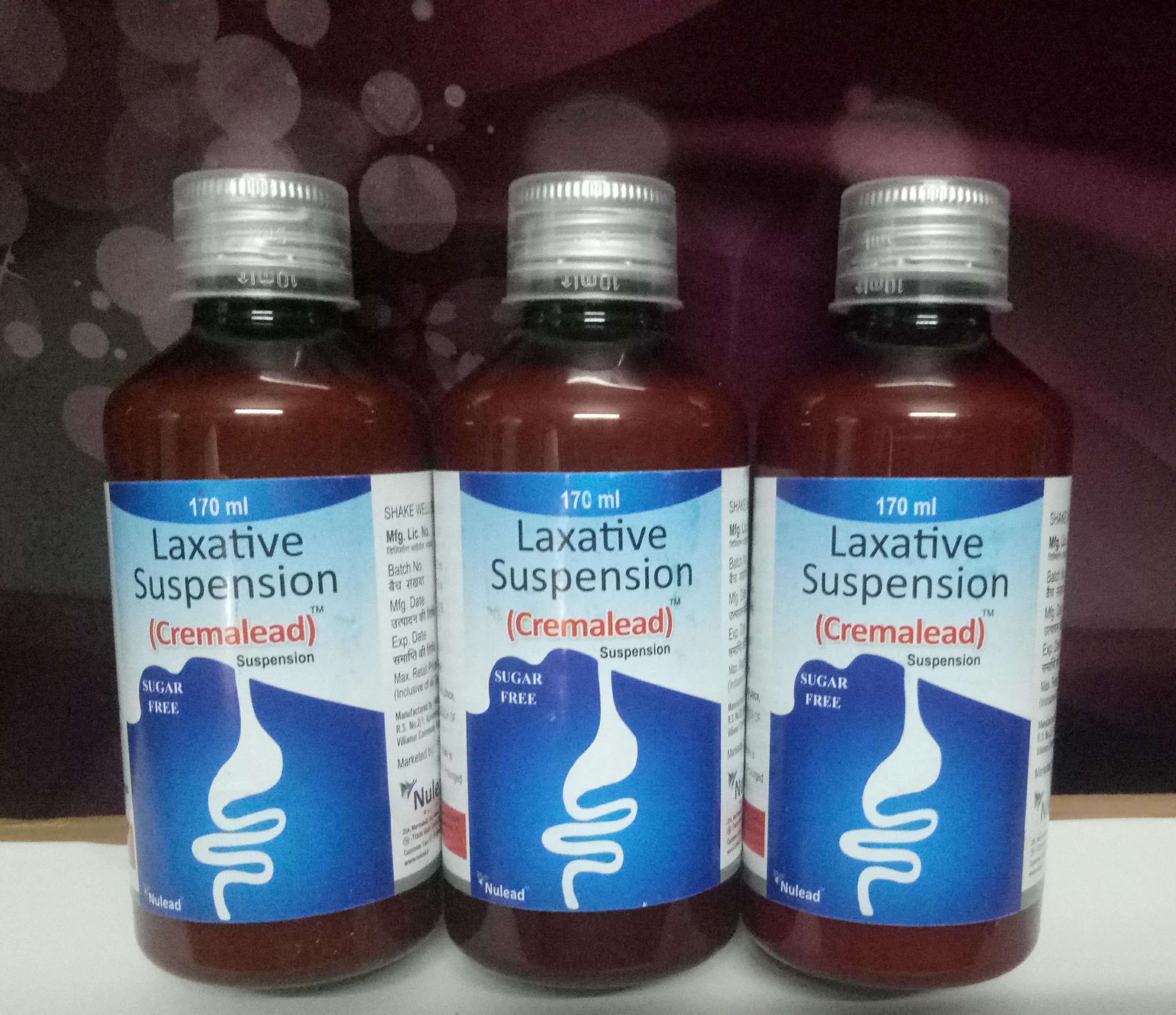 Laxative Suspension Ingredients: Sodium Picosulfate (3.33mg) + Liquid Paraffin (1.25ml) + Milk Of Magnesia (3.75ml)