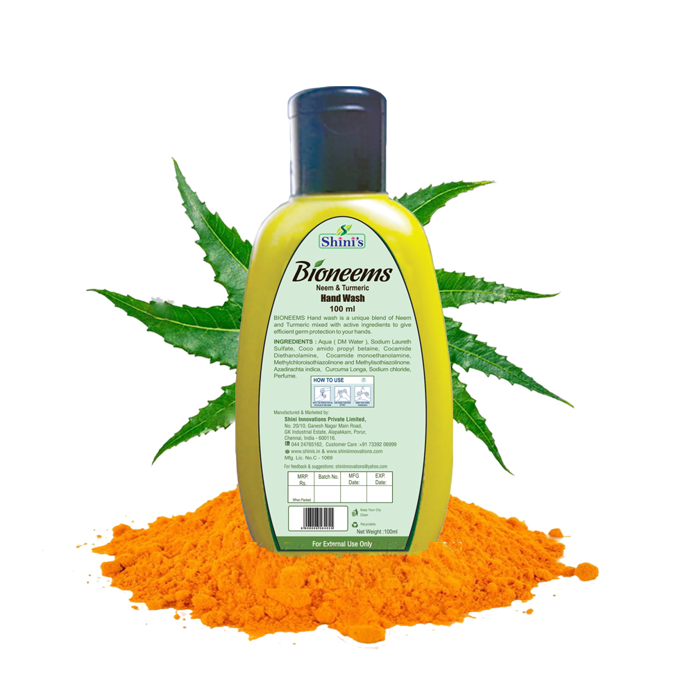 Hand Wash - Plastic Bottle, 15x5x5 Cm, Yellow | Active Ingredients, Efficient Cleaning, Germ Protection, Neem & Turmeric, Skin Friendly