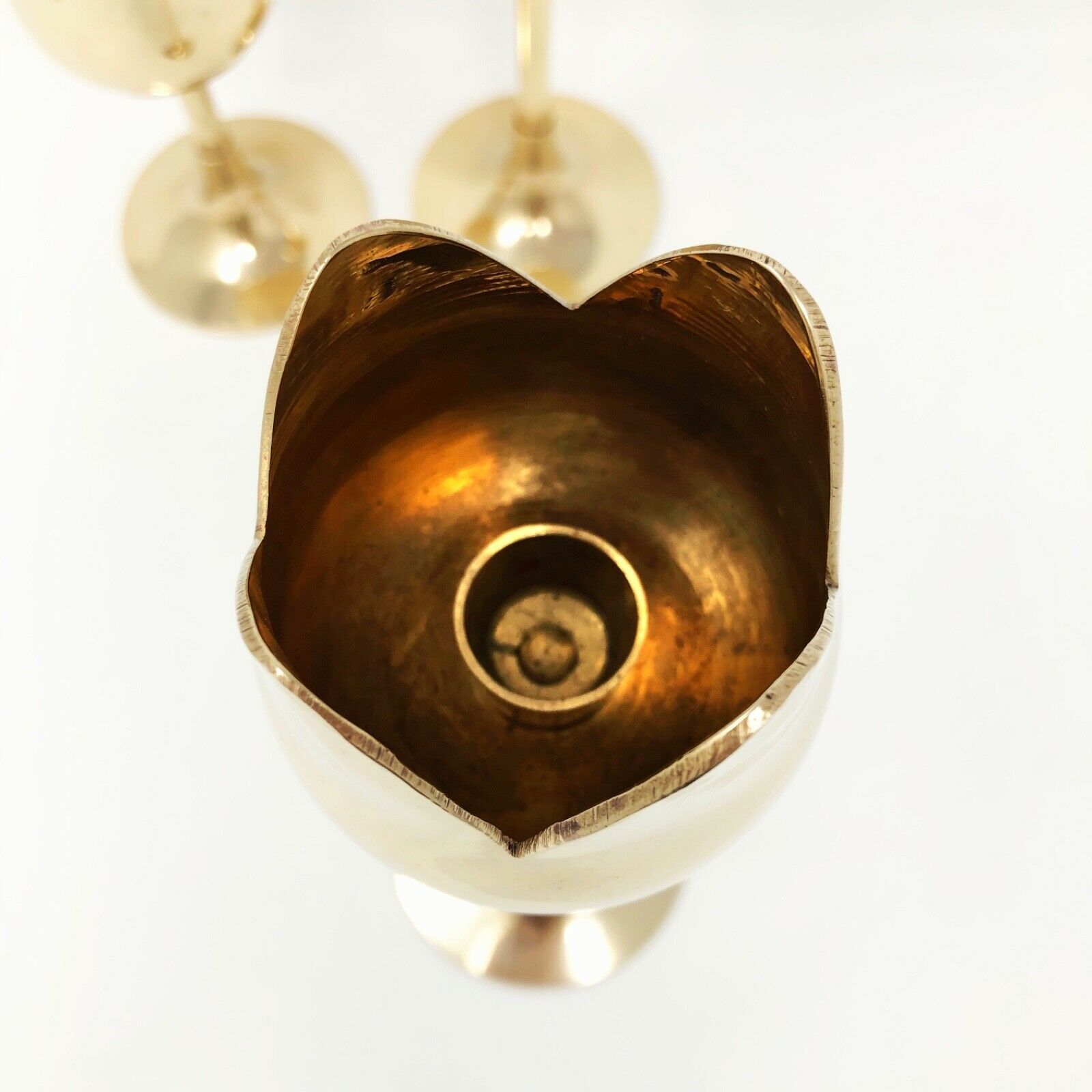 Solid Brass Tulip Candle Holder Set