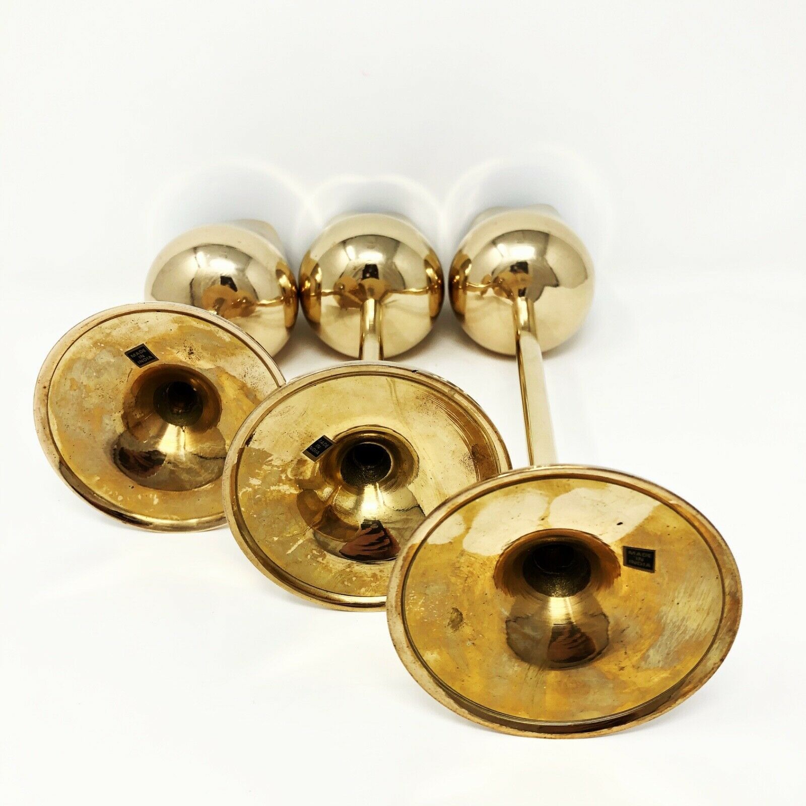 Solid Brass Tulip Candle Holder Set