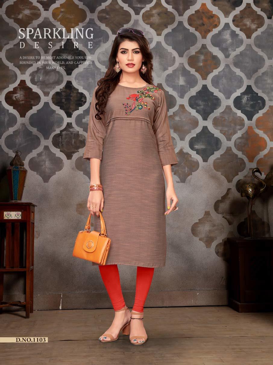 Fizzle Banwery Straight Silk Handwork Kurti Sets - Pure Disco Slub Silk Base, Sizes M(38) To Xxl(44), Length: 46" | Heavy Embroidery, Two-tone Fabric