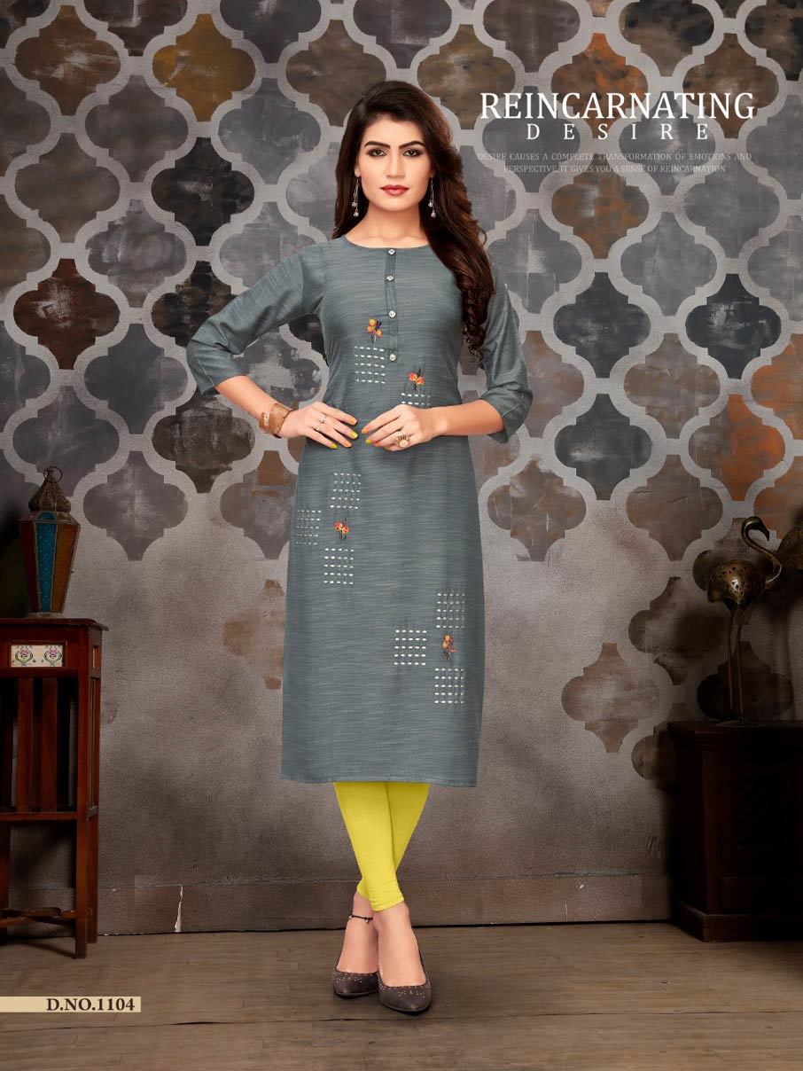 Fizzle Banwery Straight Silk Handwork Kurti Sets - Pure Disco Slub Silk Base, Sizes M(38) To Xxl(44), Length: 46" | Heavy Embroidery, Two-tone Fabric