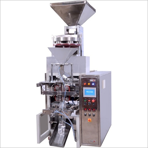 Namkeen Packaging Machine - Stainless Steel, 1388x1116x1536 mm | 3 kw Power, 5-60 Bags/min Packing Speed, 200 mm Max Bag Width, 420 mm Max Film Width, 0.65 mpa Air Consumption