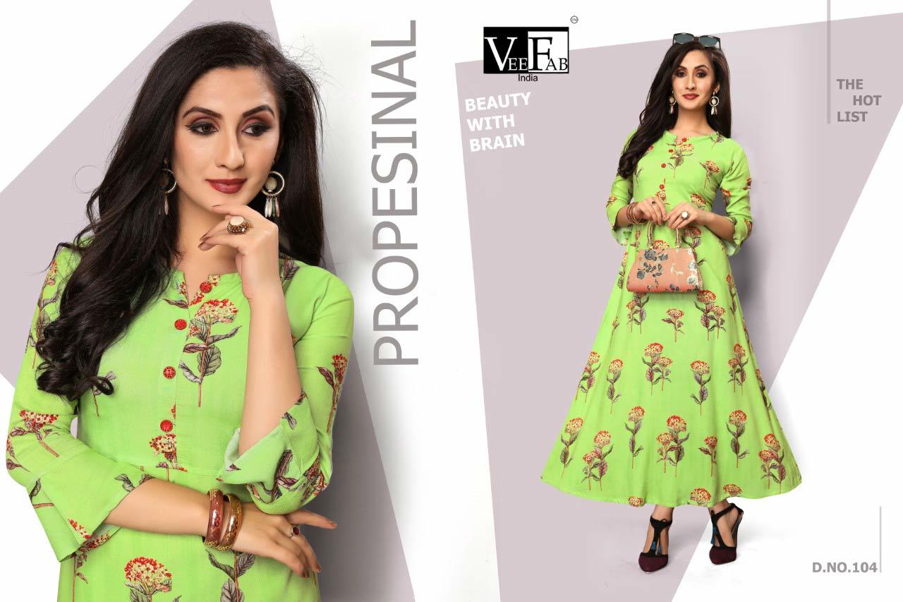 Spring Flamingo Veefab Rayon Print Wholesale Kurti