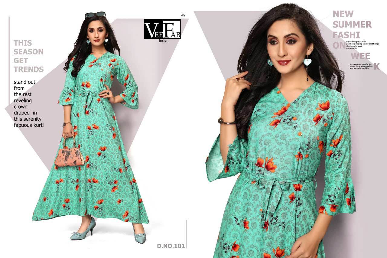 Spring Flamingo Veefab Rayon Print Wholesale Kurti