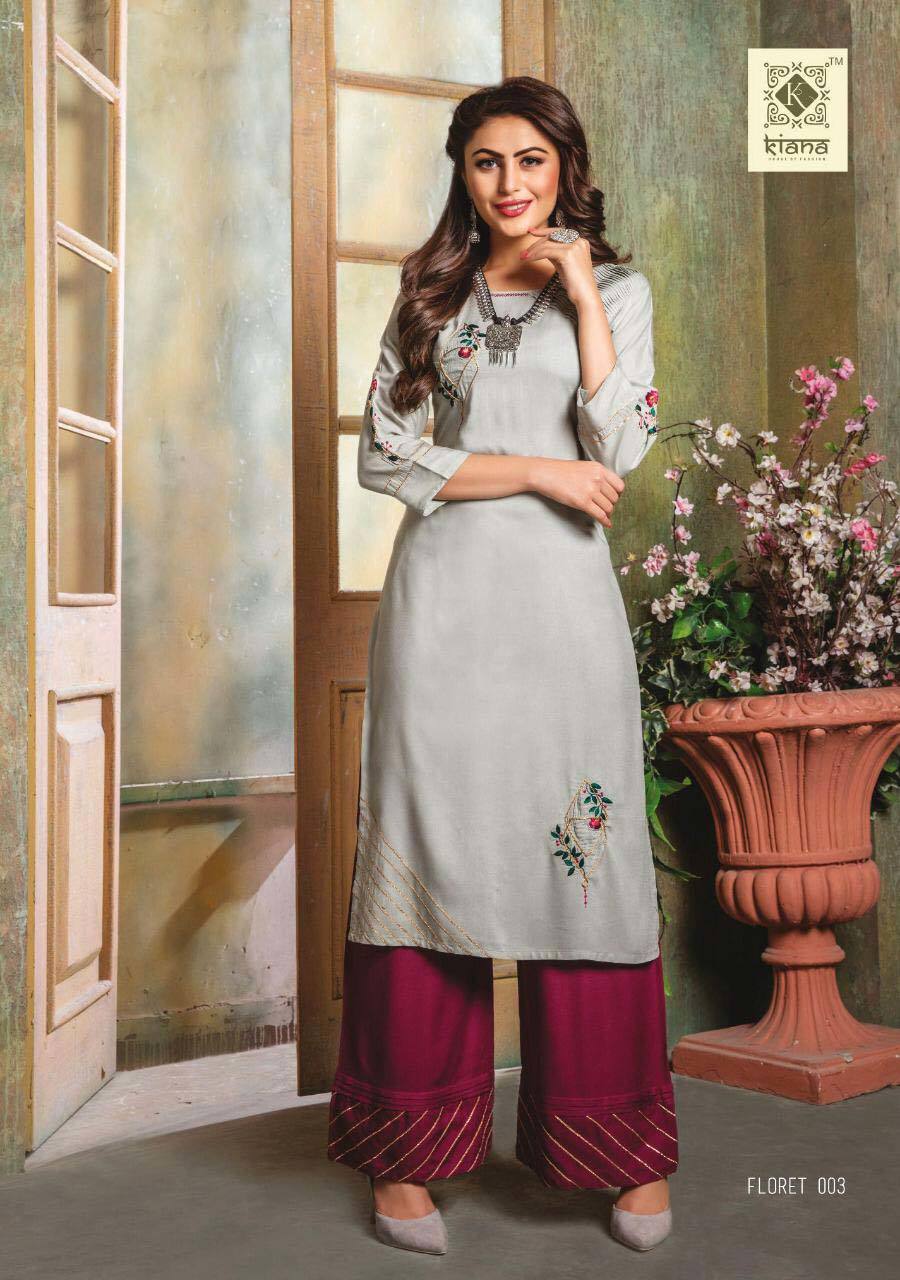 Floret Kiana Embroidery Palazzo - Heavy 14 Kg Rayon Fabric, Sizes M-3xl | Stylish Ladies Wear For All Seasons