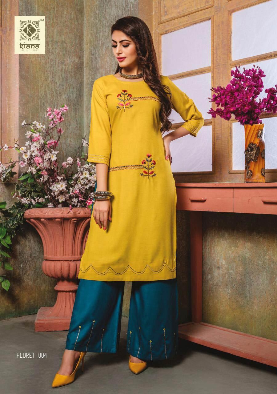 Floret Kiana Embroidery Palazzo - Heavy 14 Kg Rayon Fabric, Sizes M-3xl | Stylish Ladies Wear For All Seasons