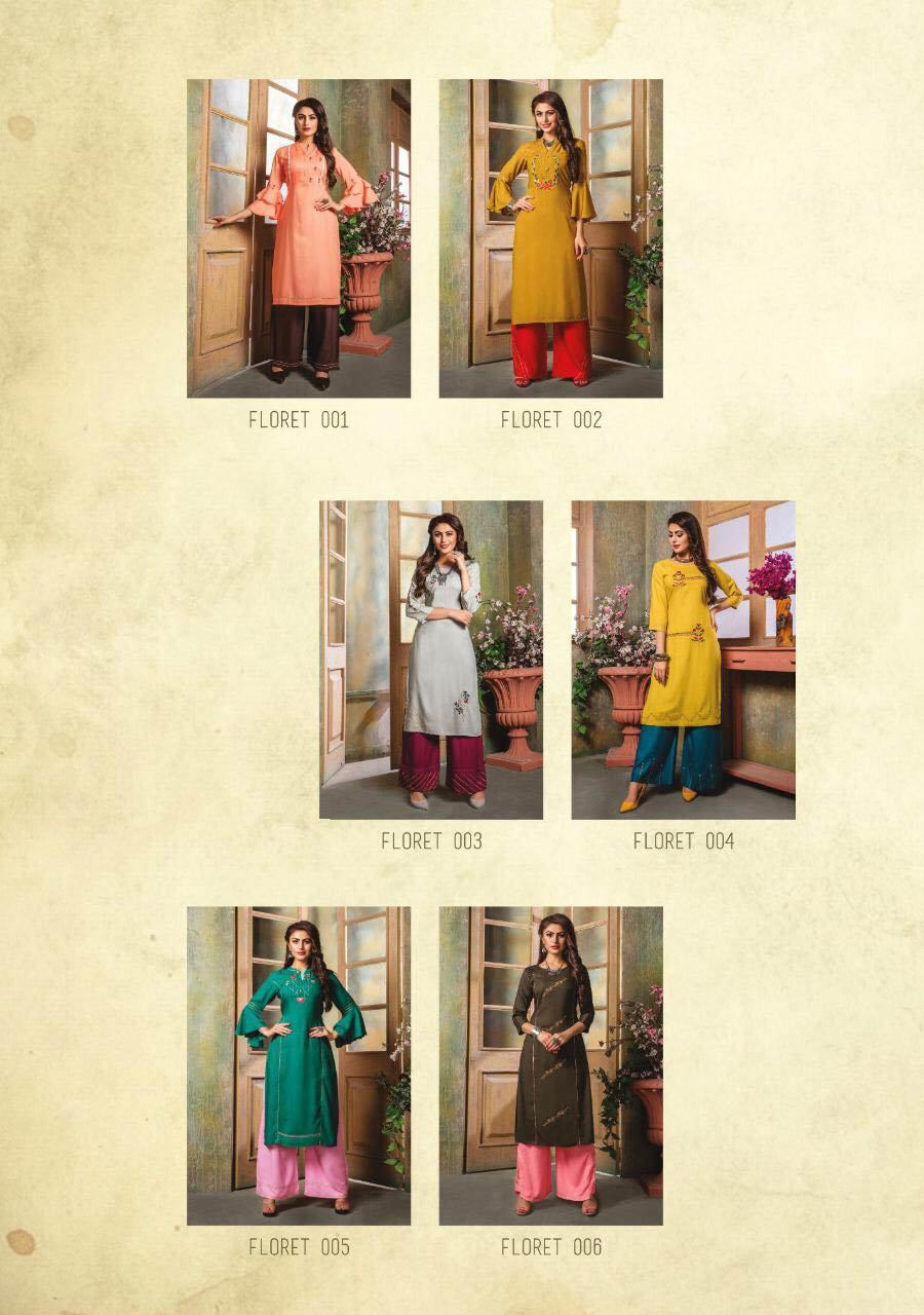 Floret Kiana Embroidery Palazzo - Heavy 14 Kg Rayon Fabric, Sizes M-3xl | Stylish Ladies Wear For All Seasons