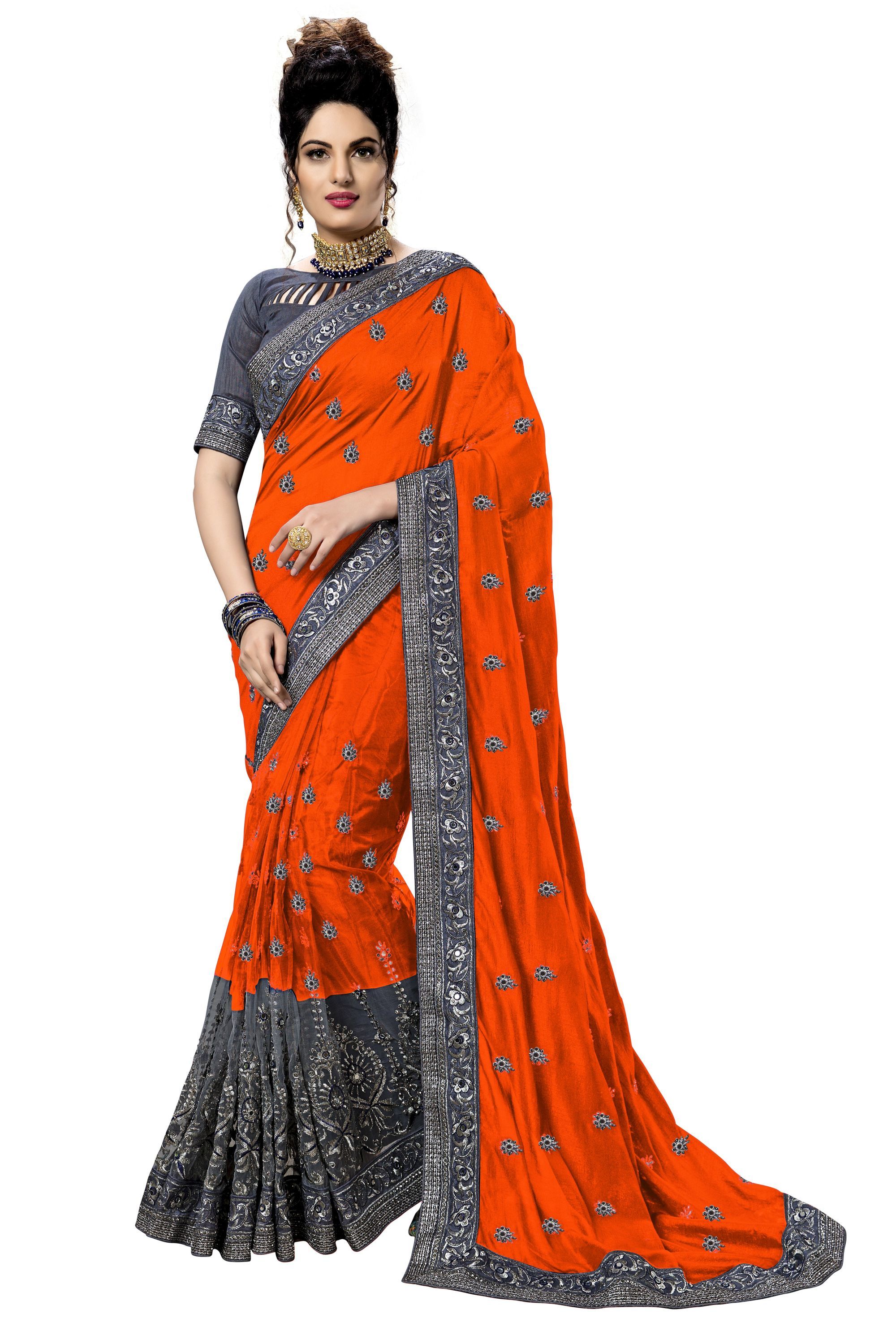 Pink Embroidered Satin,net Saree Collection