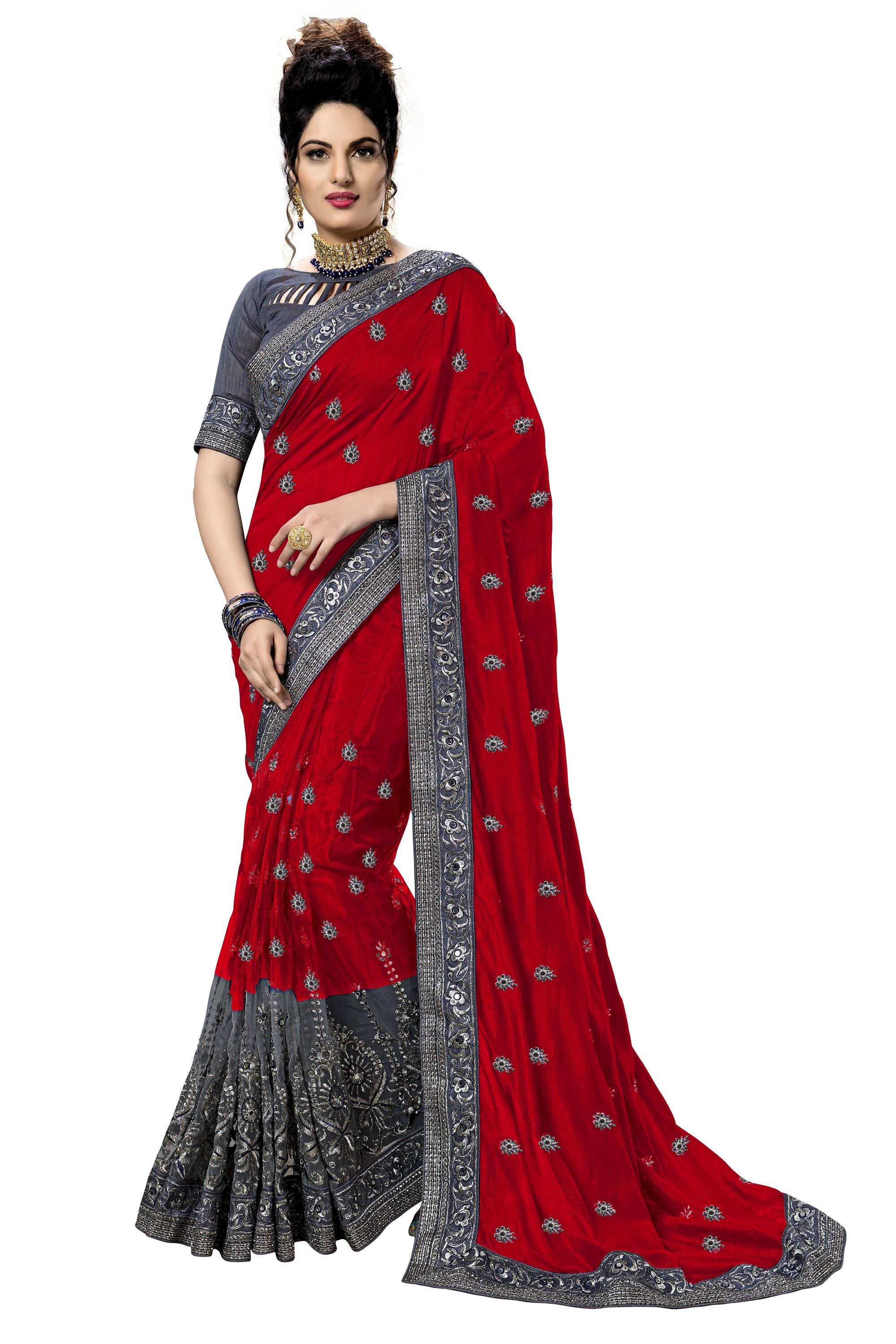 Pink Embroidered Satin,net Saree Collection