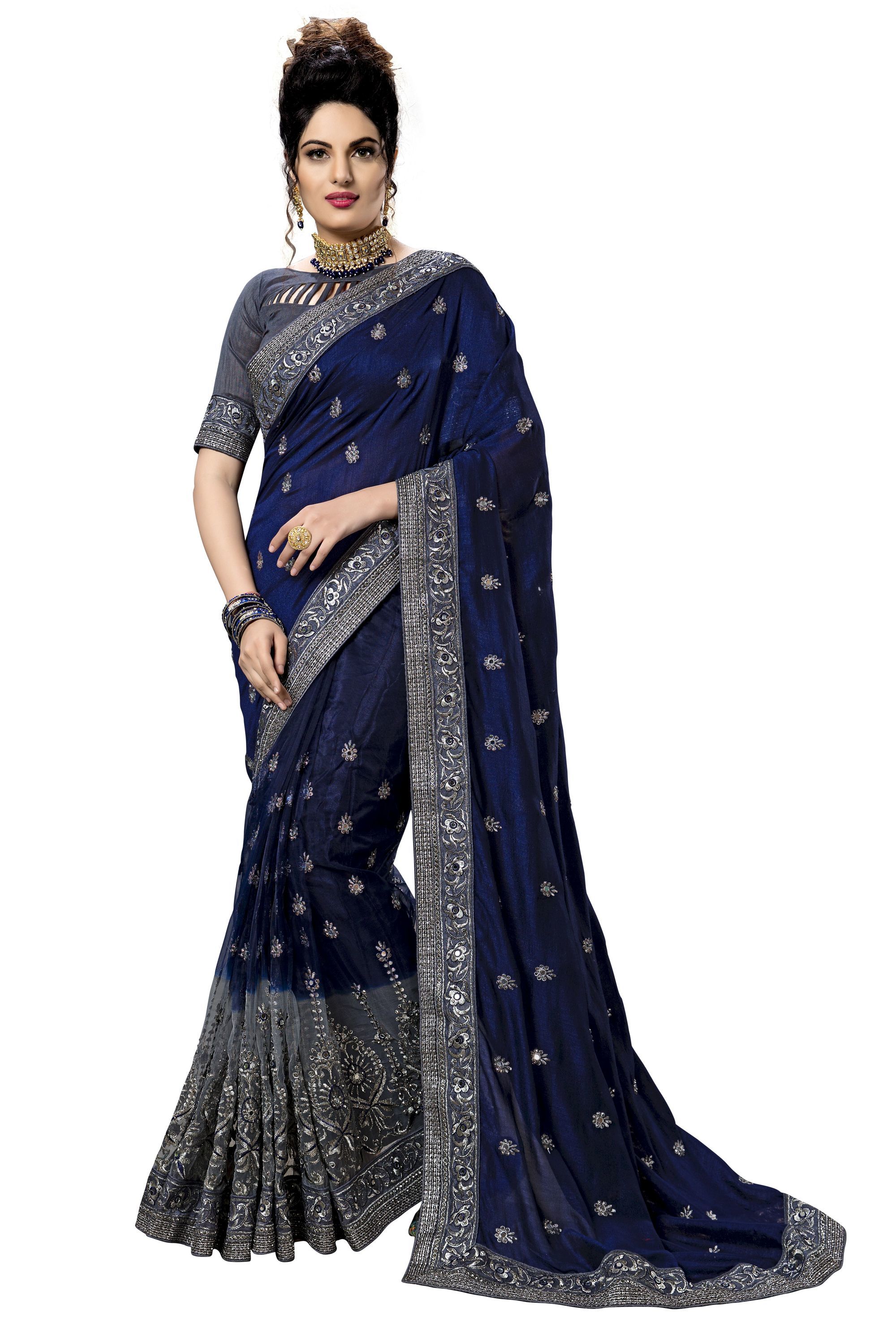 Pink Embroidered Satin,net Saree Collection