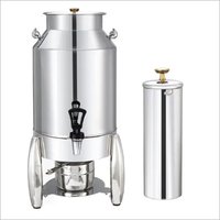 मिरर स्टेनलेस स्टील मिल्क डिस्पेंसर 5 लीटर हॉट एंड कोल्ड बफेट के लिए