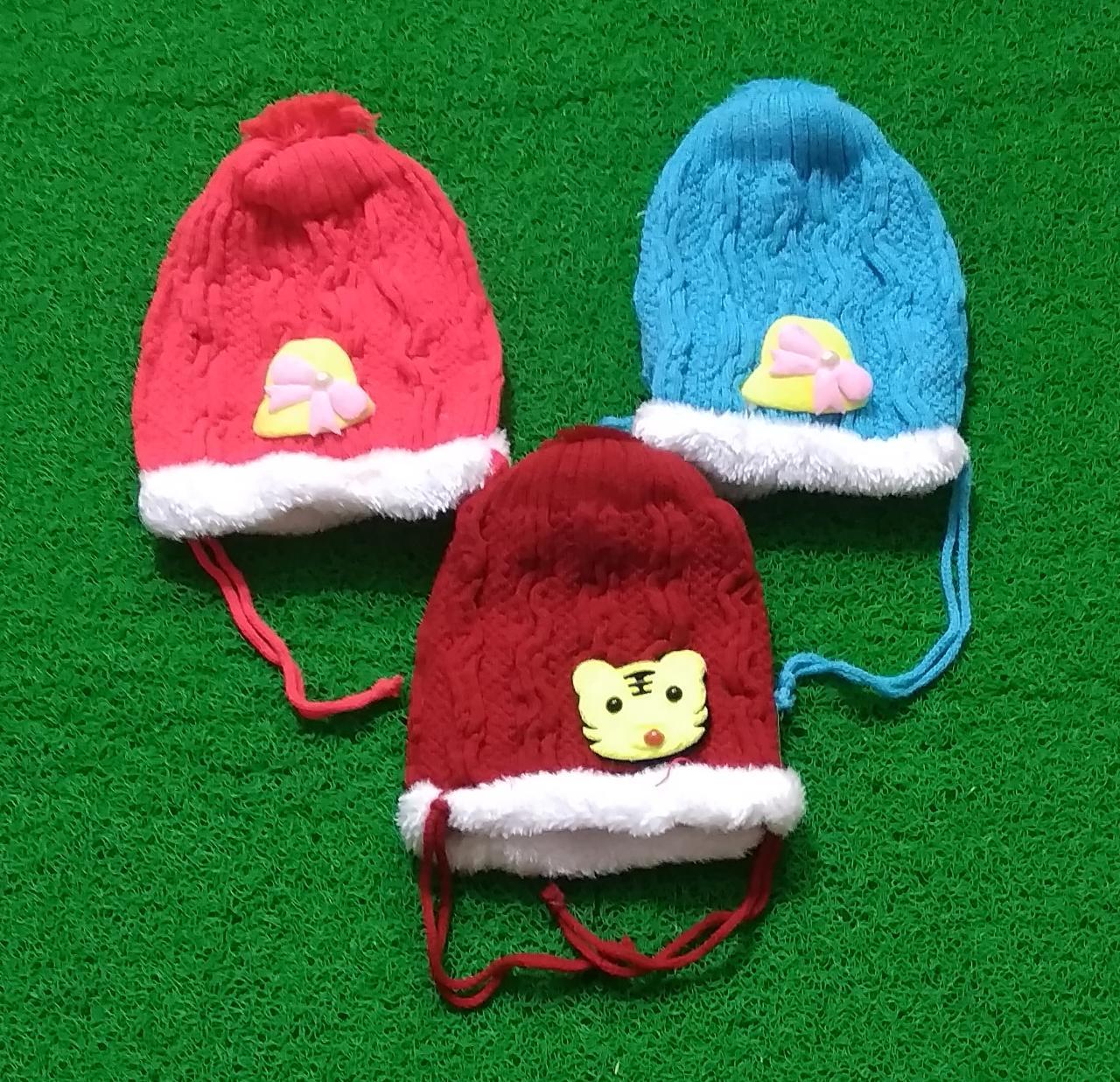 Woolen Cap - Woolen, 0 Size, Multicolour | Designed For 0-1 Years Kids With Attached Round Cap For Extra Warmth And Style