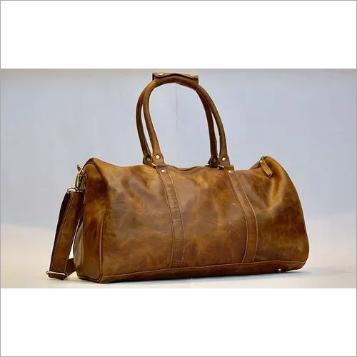 Prastara Genuine Leather Weekender Duffel Bag For Travel For Men And Women 24 * 10 * 10 Inch Brown Travel Duffel Design: 1 Closure Compartment