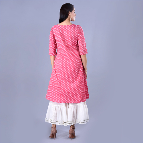 Pink Ladies Chanderi Cotton Kurti