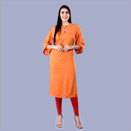Orange Long Indian Kurti
